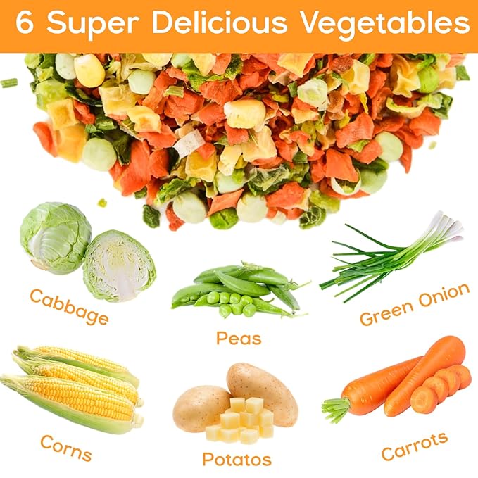Dehydrated Dried Vegetables Ramen Toppings - 6.35oz Natural Mixed Vegetable Flakes, Noodle Soup, No