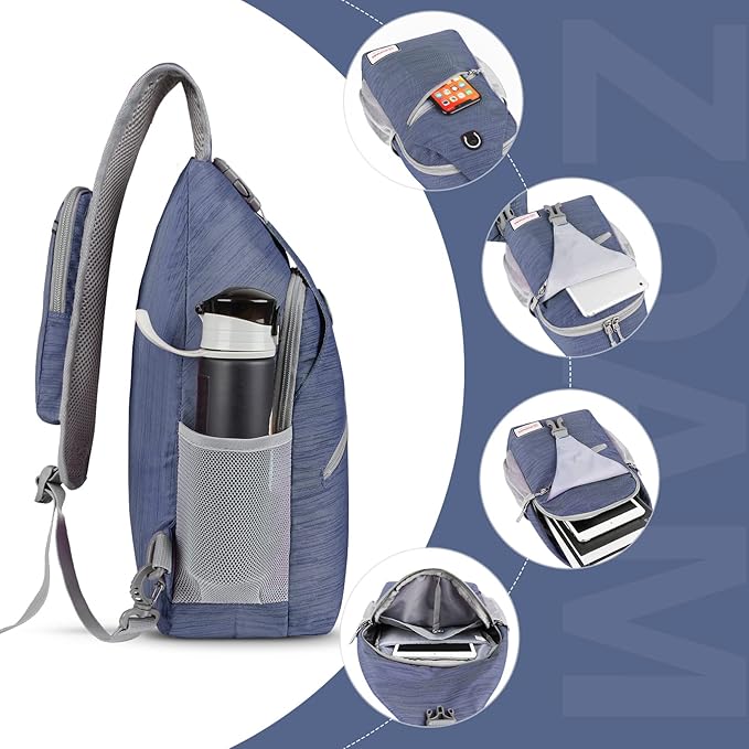 ZOMAKE Sling Bag,Small Crossbody Sling Backpack,Water Resistant Shoulder Daypack for Travel,Anti