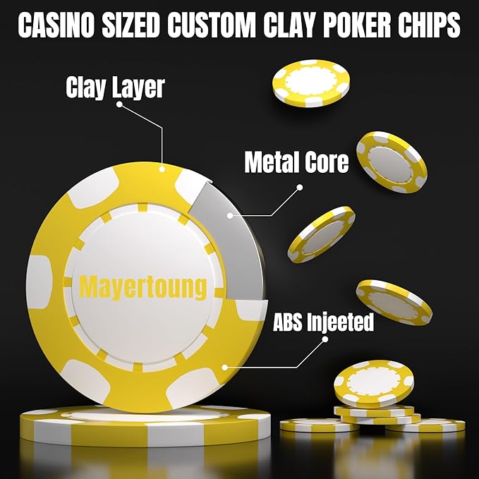 25 Custom Clay Poker Chips, 40mm Heavy 11.5g Casino Sized Personalized Poker Chips with Your Logo