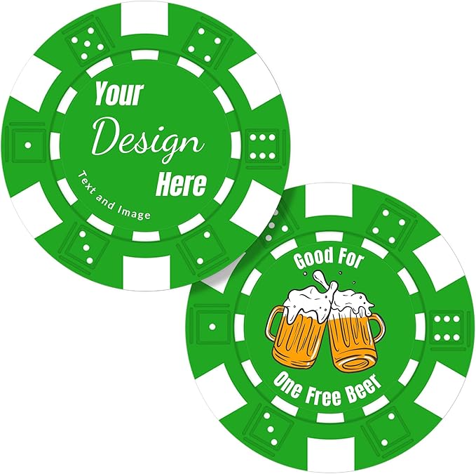 50 Custom Poker Chips,Personalized with Your Logo Image or Text,11.5g Clay Casino Chips for Events
