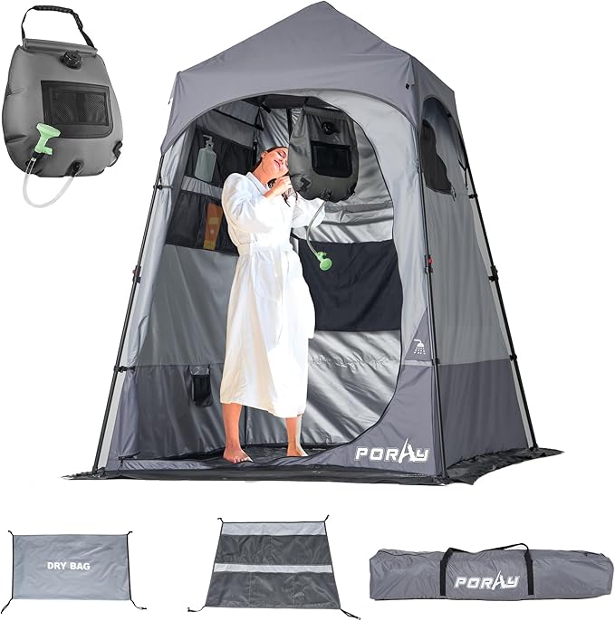 Camping Shower Tent Deluxe Changing Room Easy Set Up Privacy Shelter,Large Toilet Tent with Floor