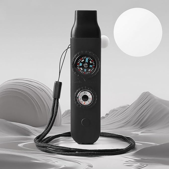 Multifunctional Survival Emergency Whistle for Kids with Compass Hiking Survival, Thermometer &