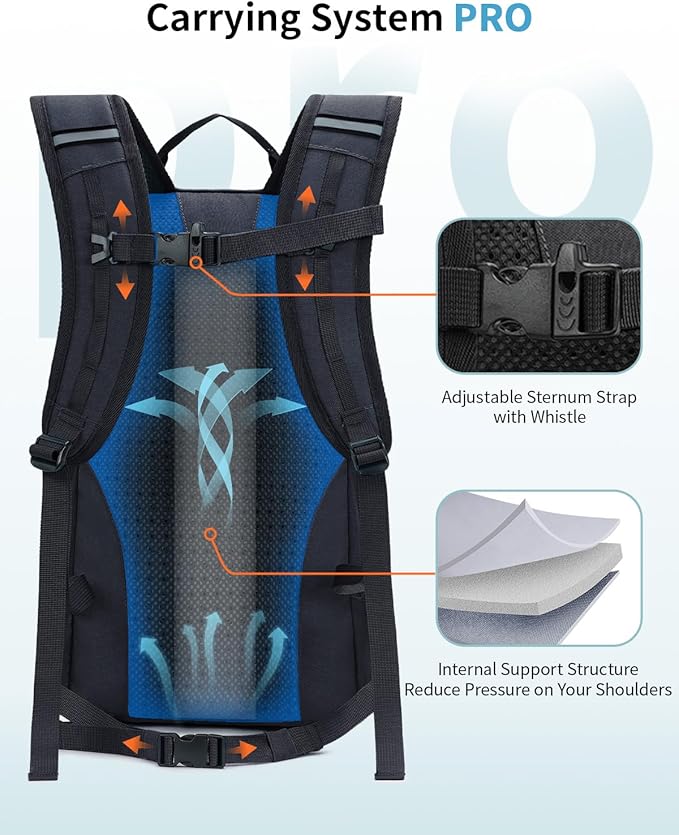 ECOHUB Small Hiking Backpack for Men Women, 20L Lightweight Travel Backpacks Water Resistant