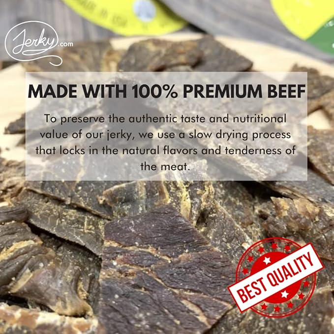 Jerky.com Beef Jerky Sampler - Featuring Original, Black Pepper, Teriyaki, Sweet & Spicy, Hot