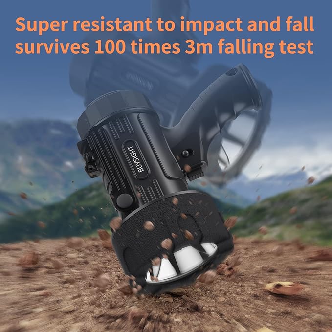 BUYSIGHT Rechargeable Spotlight Flashlight,Super high lumens Hand held Spotlight Waterproof