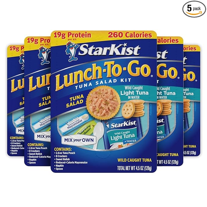 StarKist Lunch To-Go Chunk Light Mix Your Own Tuna Salad (Pouch), 4.5 Ounce Kit (Pack of 5)