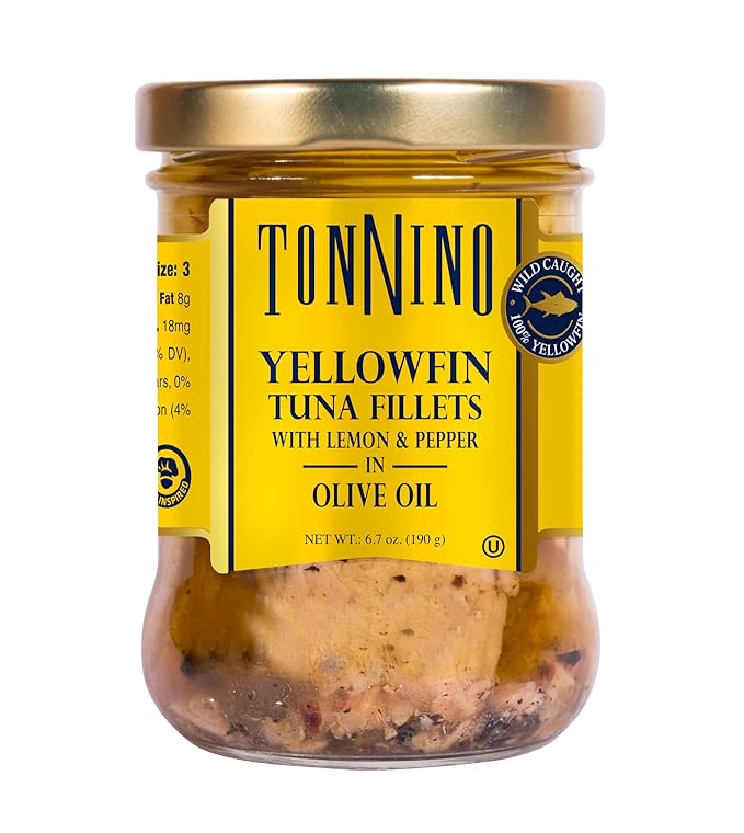 Tonnino Yellowfin Tuna Fish ??Lemon Pepper in Olive Oil ??Pack of 6 ??Alternative to Salmon