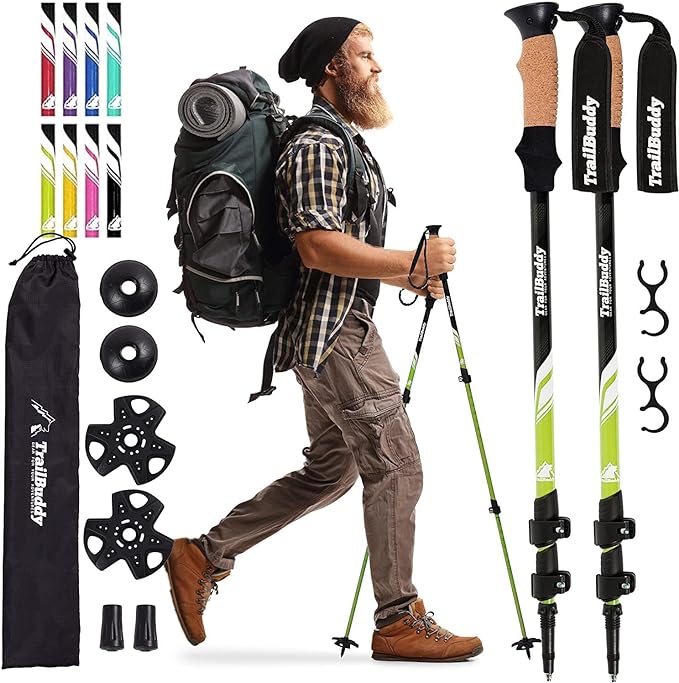 TrailBuddy Trekking Poles ??Lightweight 7075 Aluminum Hiking Poles for Women, Men & Seniors