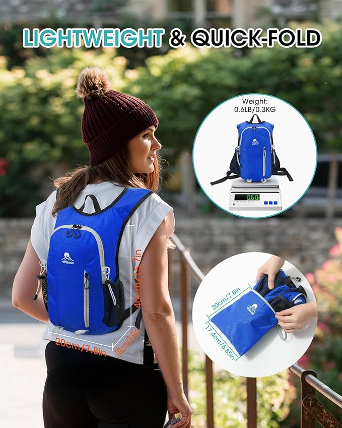 Small Hiking Backpack with Front Phone Holder, Packable Back pack with Chest and Waist Strap