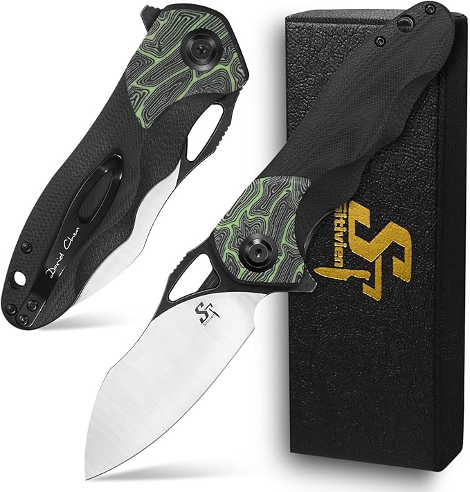 Sitivien ST154 Folding Knife, Sandvik 14C28N Steel Blade with G10 Handle,Chinese Zodiac Series EDC