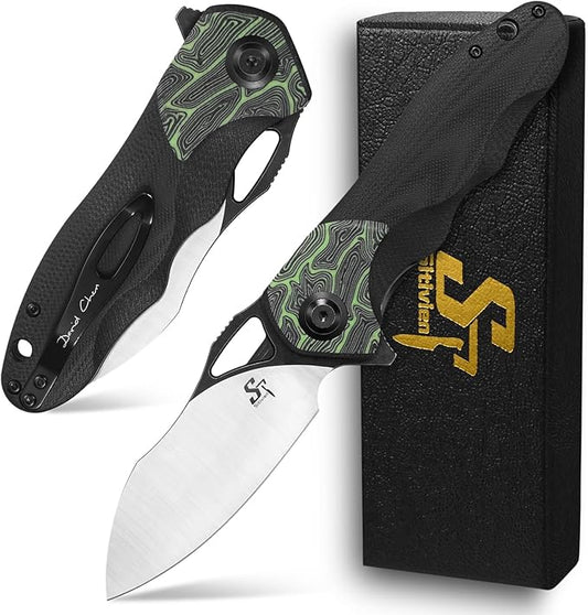 Sitivien ST154 Folding Knife, Sandvik 14C28N Steel Blade with G10 Handle,Chinese Zodiac Series EDC