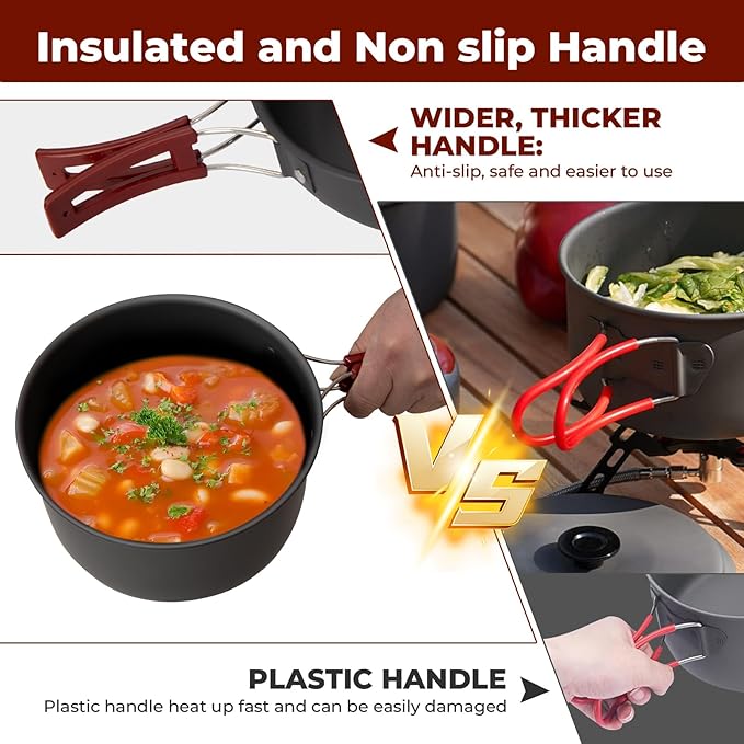 Bulin 24/13/11/8/4 PCS Camping Cookware Mess Kit Lightweight Backpacking Cooking Set Outdoor Cook