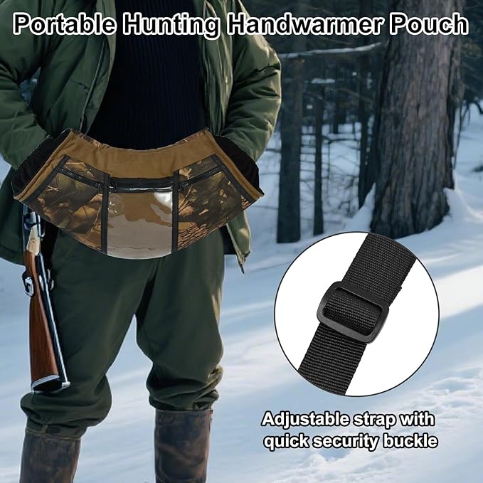 Camo Hunting Hand Warmer Pouch, Polar Fleece Warm Hand Muff Insulated Hunter Hands Warming Pouch