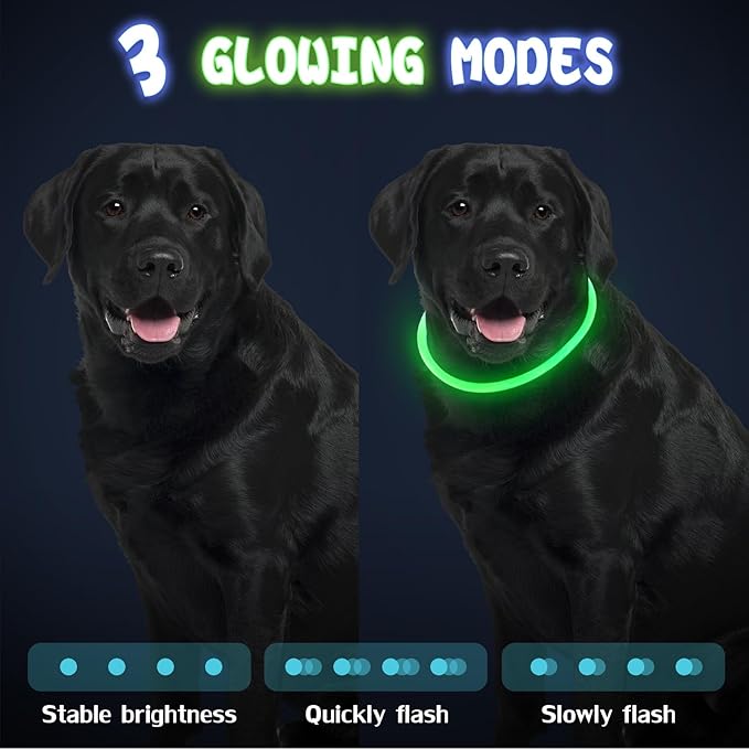 Frienda 4 Pcs Dog Collar LED USB Rechargeable Lights Dog Necklace Collars Doggy Lights for Night