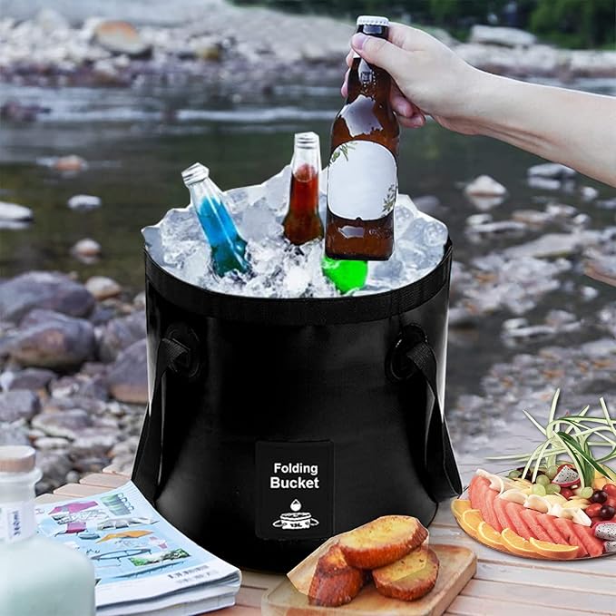 Collapsible Bucket with Handle, Lightweight Folding Water Container, Portable Collapsible Bucket
