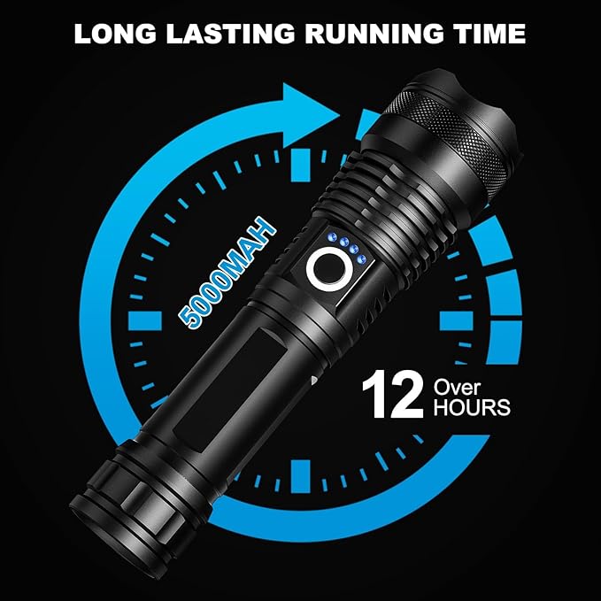 3 Pack Rechargeable LED Flashlights High Lumens, 90,000LM Super Bright Flashlight, Adjustable 5