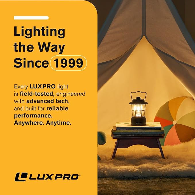LUXPRO Retro LED Lantern - Battery-Powered Emergency Lantern - Water Resistant - Bright LED Lamp