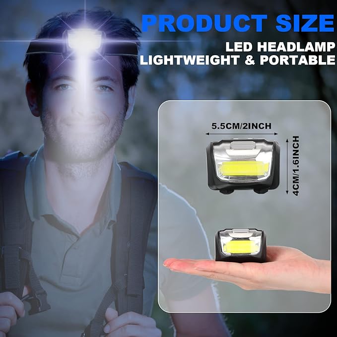 Macarrie 18 Pack LED Headlamps IPX4 Waterproof 3 Modes Headlamp Flashlight Bright Head Lights