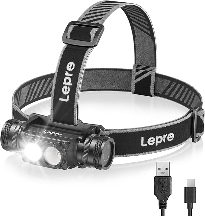 Lepro 1000 Lumen Headlamp Rechargeable - Powerful Detachable Head Lamp with 2200 mAh Battery, Super
