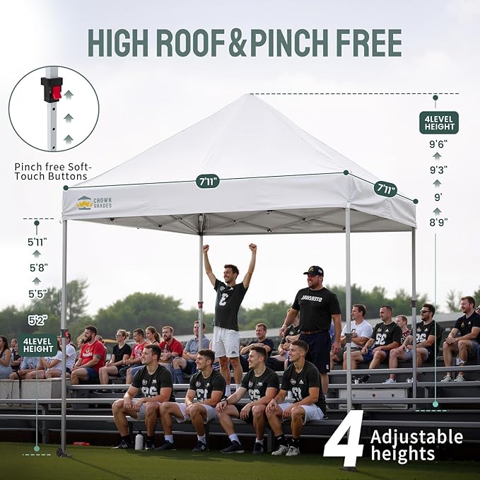 CROWN SHADES 8x8 Pop Up Canopy Tent,Commercial Canopy Tent Heavy Duty with 4" Wheels,4 Upgraded