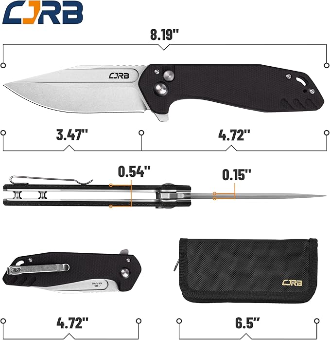 CJRB CUTLERY Folding Knife Riff (J1928) Button Lock Pocket Knife for Men AR-RPM9 Steel Blade and