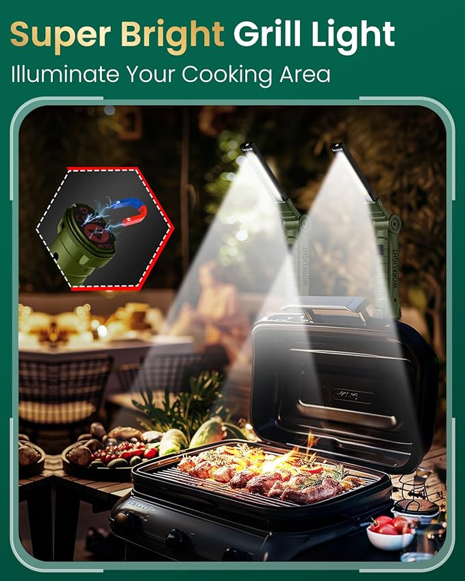 Coquimbo Tool Gifts for Men Him, Rechargeable LED Work Light Grill Light with Magnetic Base and