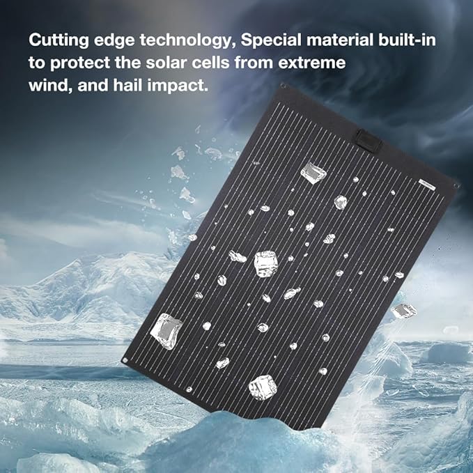 LensunSolar 80W 12V Flexible Solar Panel ETFE Black Thin, Monocrystalline High Efficiency, Slim