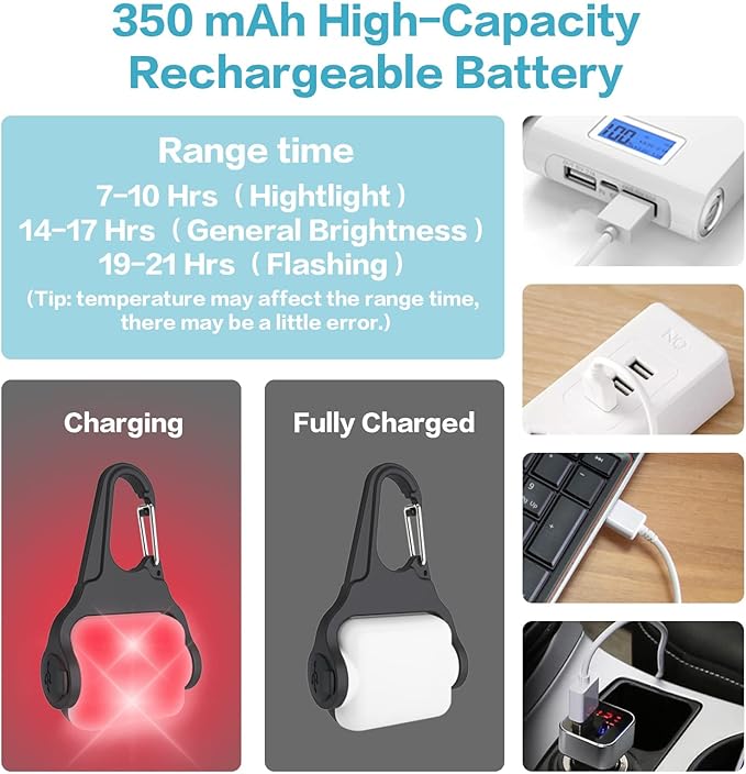 Rechargeable Dog Collar Light -3 Modes Dog Light, IP65 Waterproof Dog Walking Light, 50LM Dog