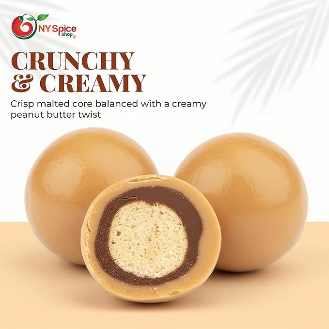 NY Spice Shop Peanut Butter Chocolate Malt Balls Party Decorations - 3 Pound Malted Milk Ball Candy