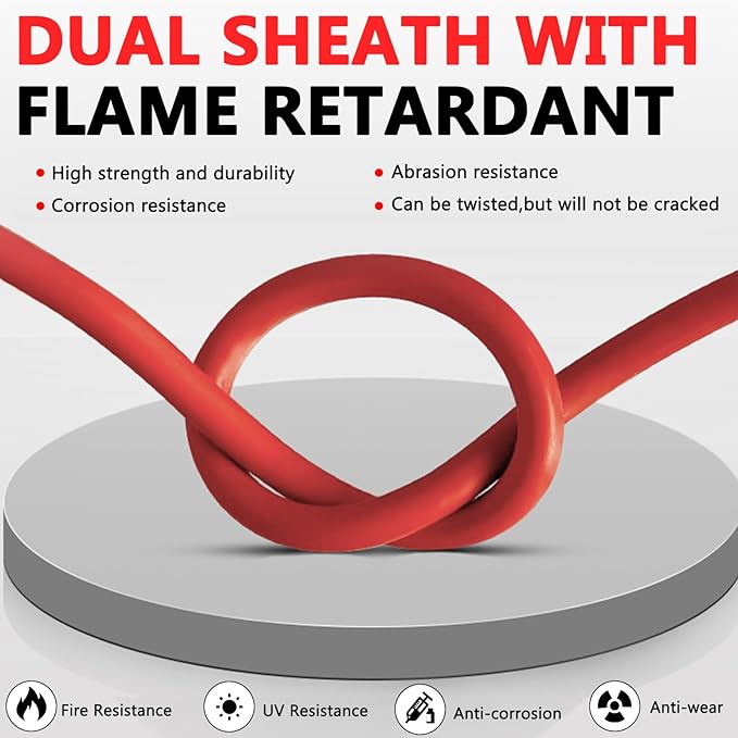 2x50 Feet Solar Panel Extension Cable, 12AWG Solar Cable, Solar Panel Cable with Female and Male