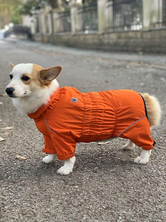 Dogs Waterproof Jacket, Lightweight Waterproof Jacket Reflective Safety Dog Raincoat Windproof