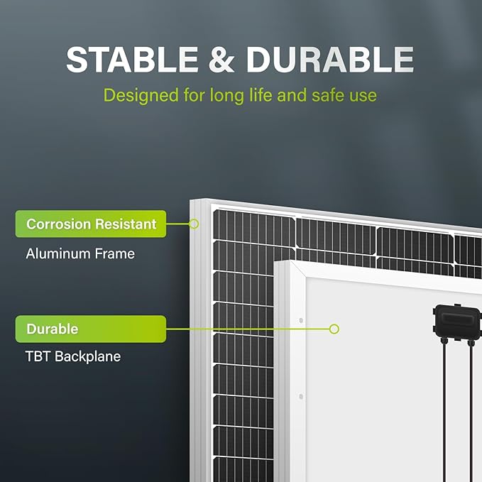Newpowa 10BB 200W 24V Monocrystalline 200 Watt 24Volt Solar Panel Designed for 24V Charge System