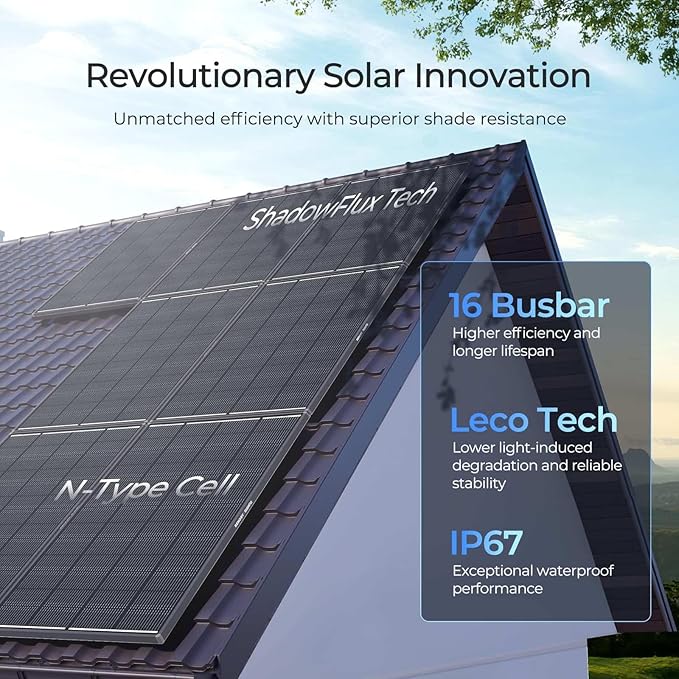 Renogy 400 Watt ShadowFlux Anti-Shading Solar Panel N-Type, 2PCS 200W Solar Panels 12 Volt 16BB