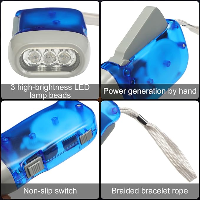 Mudder 24 Pieces Hand Crank Flashlight with LED Self Powered Charging Torch Dynamo for Camping