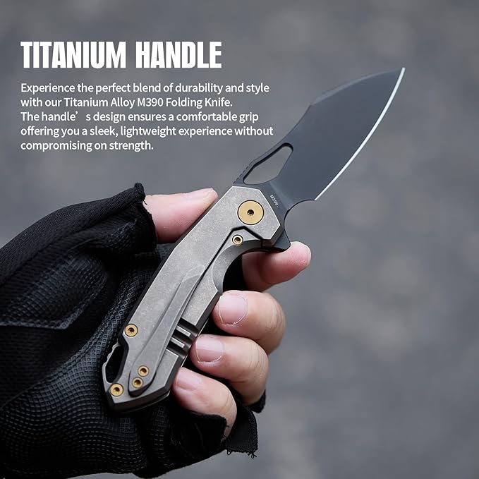 Folding Knife pocket knife EDC Knife With Clip Survival knife Camping knife - M390 Steel Titanium
