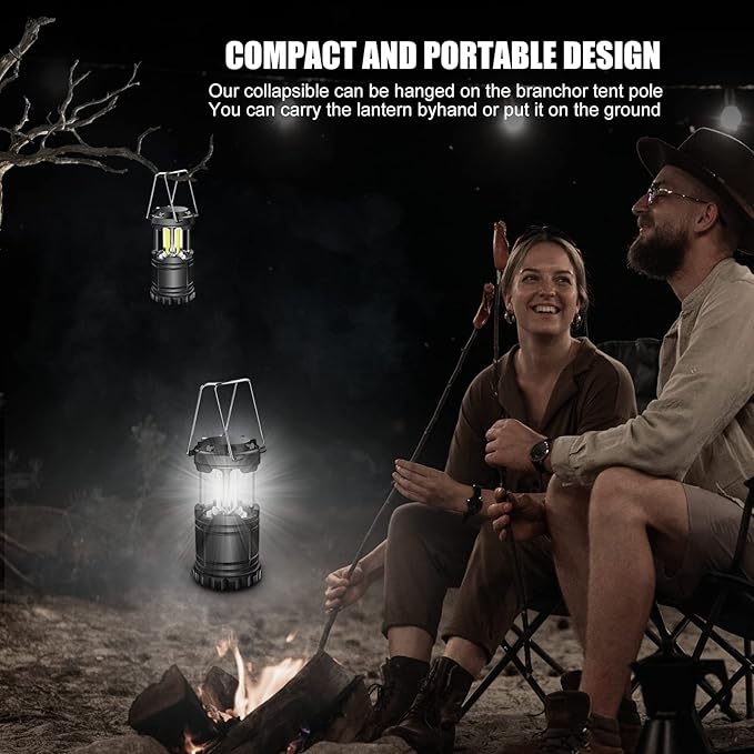 EXTRASTAR 4 Pcs LED Camping Lantern, Battery Powered Compact LED Lanterns, Suitable Survival Kits
