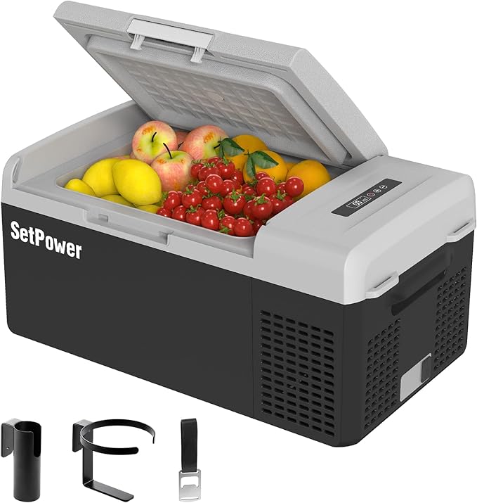 Setpower FC15 Portable 12v Refrigerator, -4℉-68℉ Fast Cooling Car Refrigerator, 15L/15.8Qt Car
