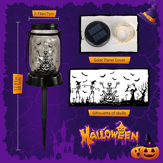 Halloween Decorations Gifts for Women/Men Halloween Skeletons Solar Lanterns Skeleton Decorations