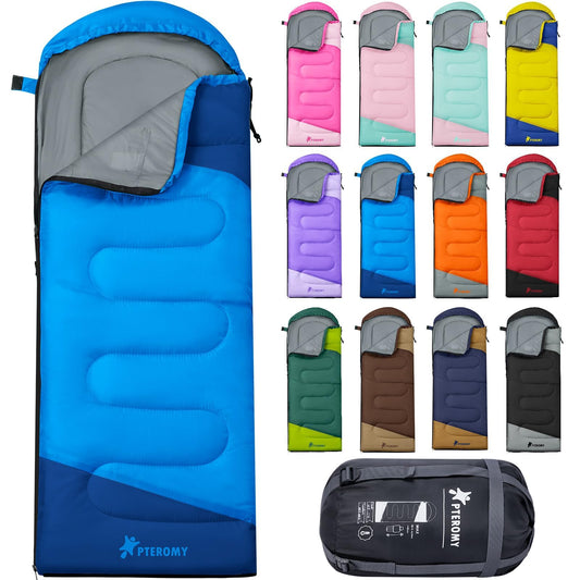 PTEROMY Sleeping Bags for Adults, Lightweight and Machine Washable, Water Resistant Backpacking