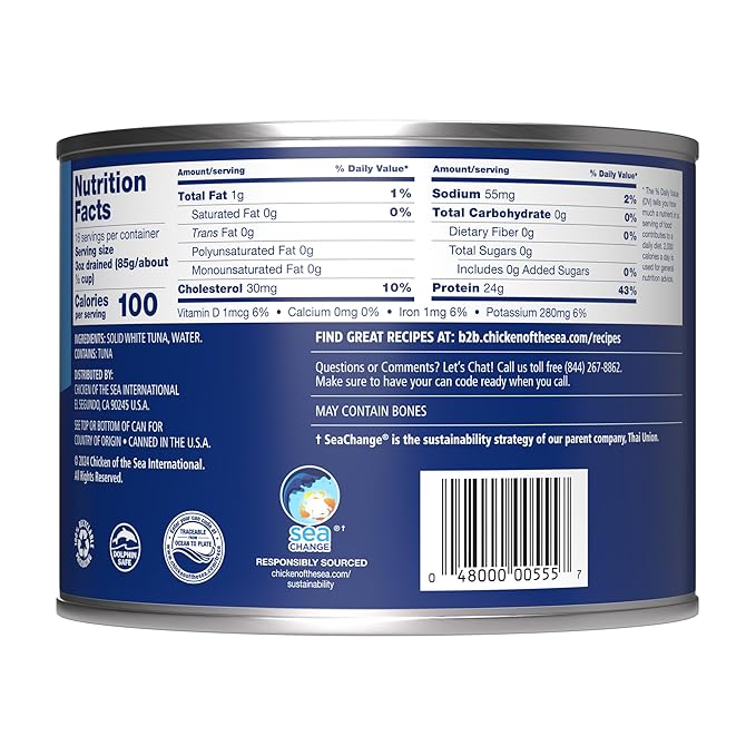 Chicken of the Sea Solid White Albacore Tuna in Water, Low Sodium, Wild Caught Tuna, Foodservice