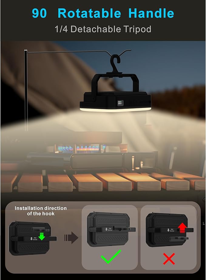 24000mAh LED Camping Lantern Rechargeable, Portable Camping Lights with QC3.0 22.5W Fast Charge
