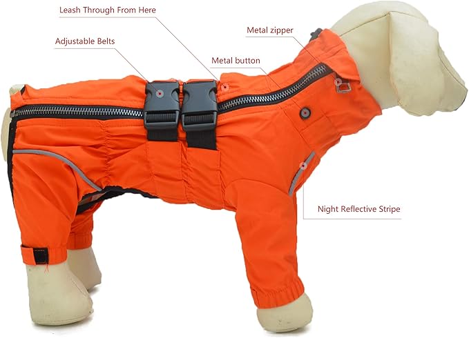 Dogs Waterproof Jacket, Lightweight Waterproof Jacket Reflective Safety Dog Raincoat Windproof