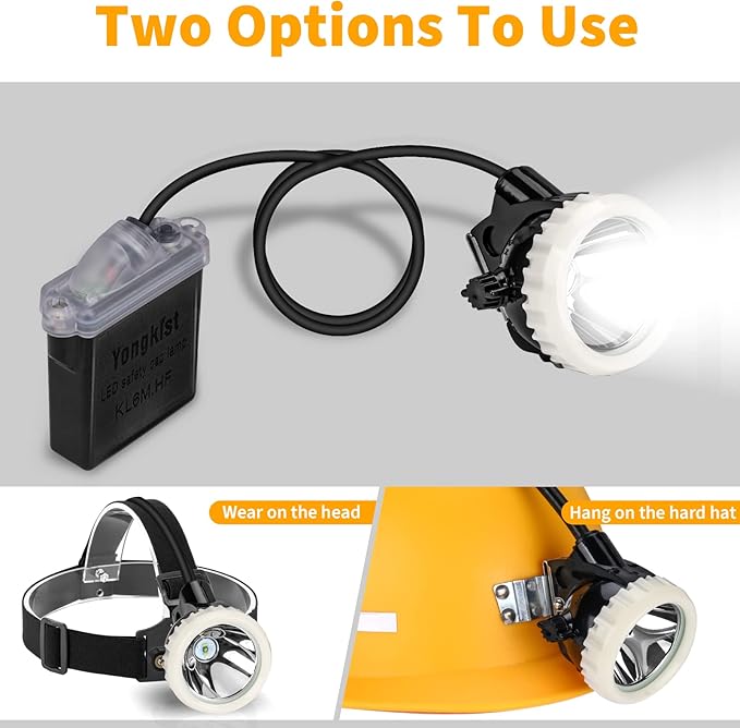 Rechargeable Mining Headlight, 1+2 LED Super Bright Cap Lamp, Explosion Proof Waterproof Hard Hat
