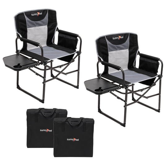 SUNNYFEEL Camping Directors Chair, Heavy Duty,Oversized Portable Folding Chair with Side Table