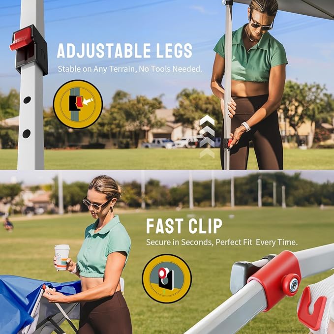 CROWN SHADES 12x12 Pop Up Canopy Outside Canopy, Patented One Push Tent Canopy with Wheeled Carry