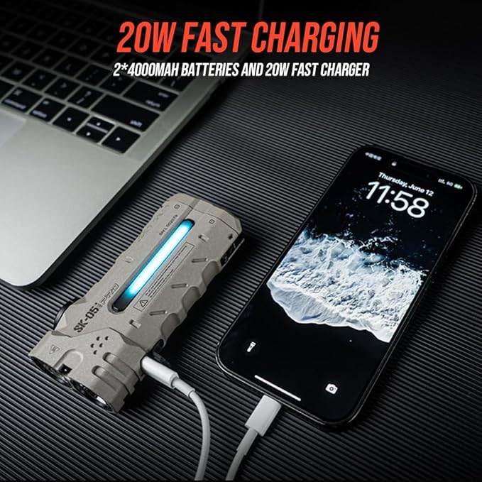 SK05 PRO Mao EDC Flashlight 4360 Lumens, 8000mAh Rechargeable LED Flashlight & Power Bank, 3-in-1