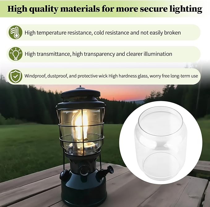 Clear Lantern Globe Compatible with Coleman Northstar Lanterns 2000/2500 2000-043C (Transparent)