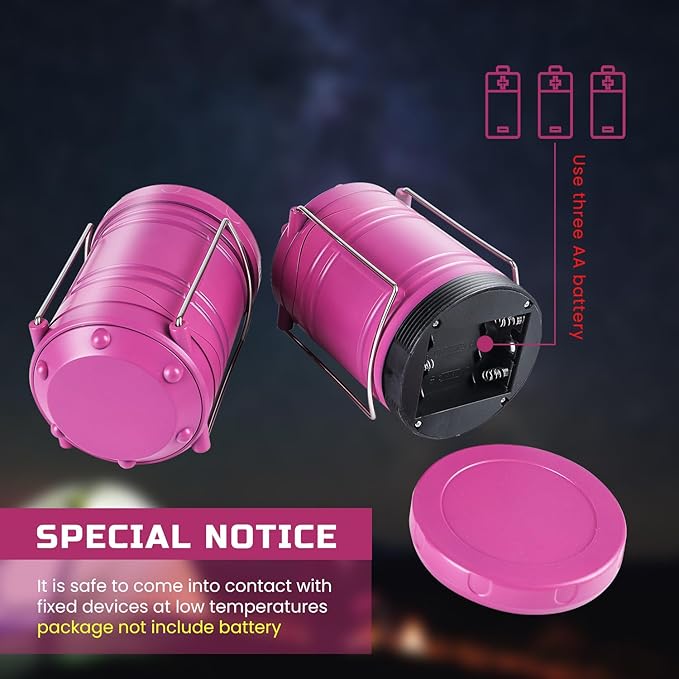 Lichamp LED Camping Lantern, 4 Pack Battery Powered Flashlight for Power Outages, Portable