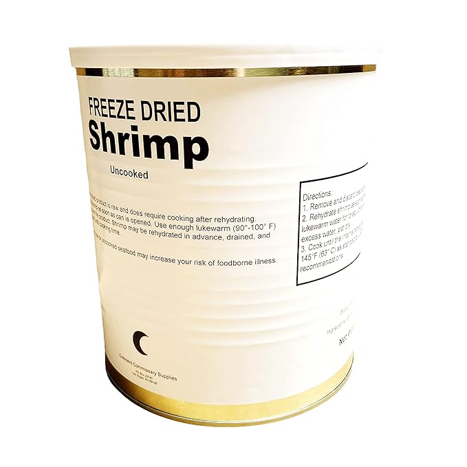 Freeze Dried Canned Uncooked Peeled Shrimp | Jarred and Packed Long Term Food Storage (25+ years