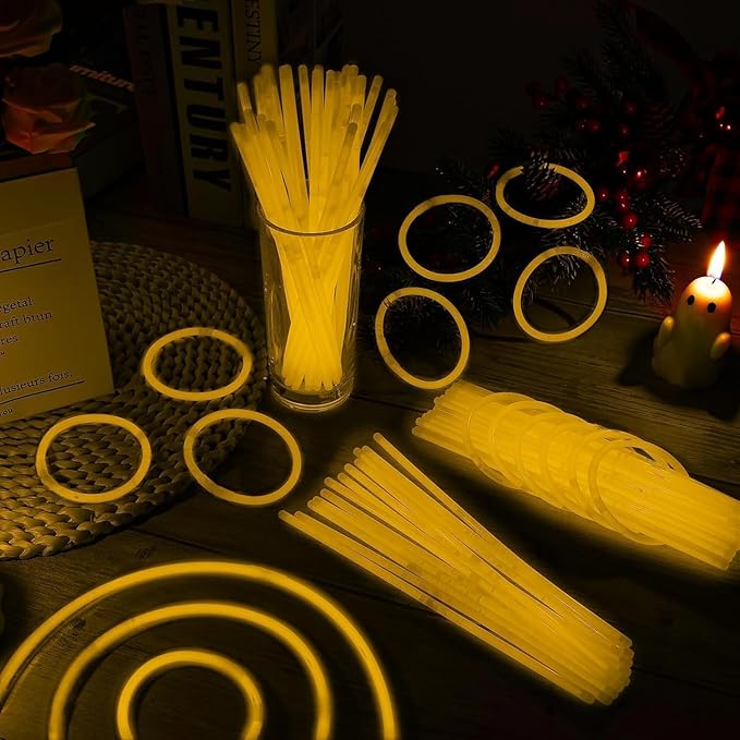 40 Pack 8??Orange Glow Sticks Bracelet Necklaces Bulk with 40 Connectors Neon Glow In The Dark